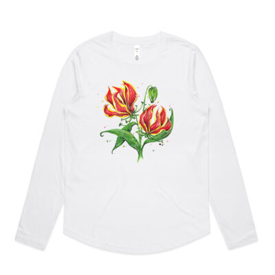 Flame Lilies - Womens Curve Longsleeve Tee Thumbnail
