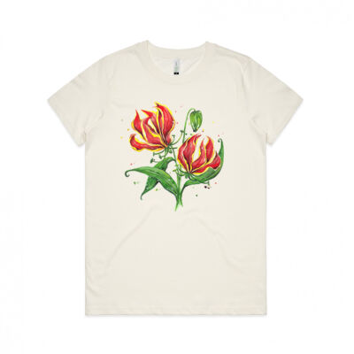 Flame Lilies - Womens Maple Organic Tee Thumbnail