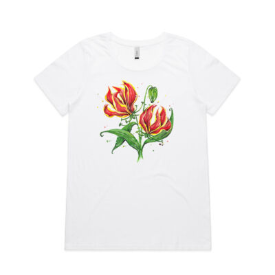 Flame Lilies - Womens Shallow Scoop Tee Thumbnail