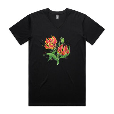 Flame Lilies - Mens Staple V Neck Tee Thumbnail