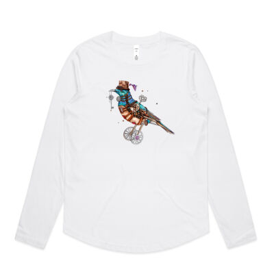 Steampunk Tui Bird - AS Colour Womens Curve Longsleeve Tee Thumbnail