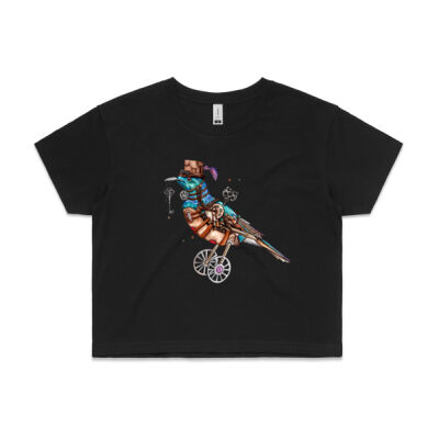 Steampunk Tui Bird - AS Colour Womens Crop Tee Thumbnail