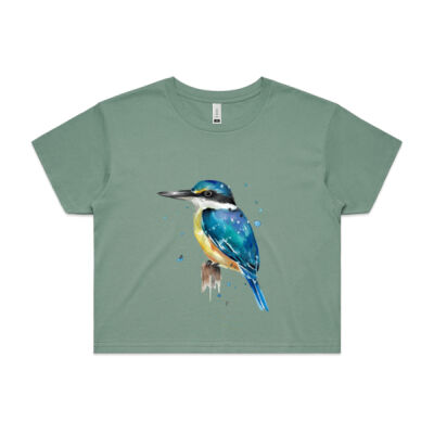Perched Kingfisher - AS Colour Womens Crop Tee Thumbnail