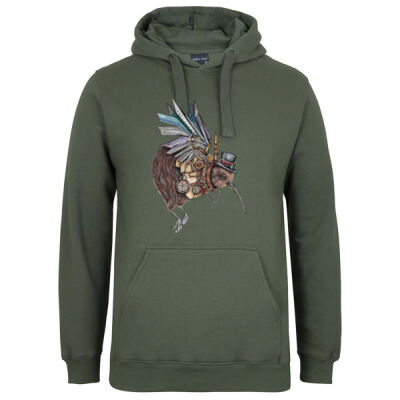 Steampunk Kiwi bird - JB's Mens Fleecy Hoodie Thumbnail