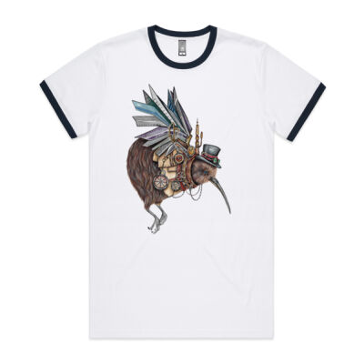 Steampunk Kiwi bird - AS Colour Mens Staple Ringer Tee Thumbnail