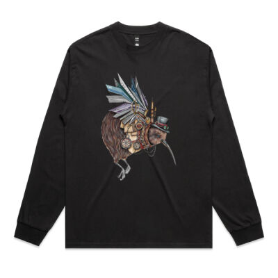 Steampunk Kiwi bird - AS Colour Mens Heavy Faded Long Sleeved Tee Thumbnail