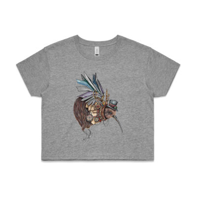 Steampunk Kiwi bird - AS Colour Womens Crop Tee Thumbnail