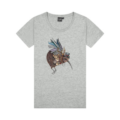 Steampunk Kiwi bird - Cloke Womens Silhouette Tee Thumbnail