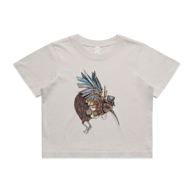Steampunk Kiwi bird - AS Colour Womens Heavy Faded Crop Tee Thumbnail