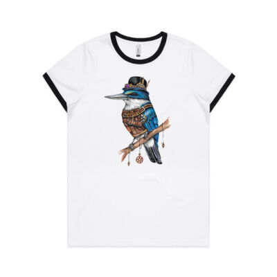 Steampunk Kingfisher - AS Colour Womens Ringer Tee Thumbnail