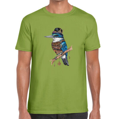 Steampunk Kingfisher - Gildan Mens Softstyle T-Shirt Thumbnail