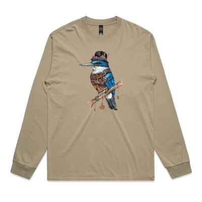 Steampunk Kingfisher - AS Colour Mens Heavy Faded Long Sleeved Tee Thumbnail