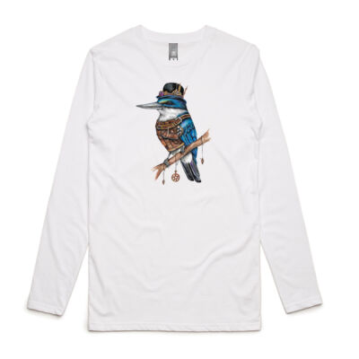 Steampunk Kingfisher - AS Colour Mens Ink Longsleeve Tee Thumbnail