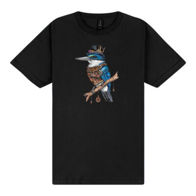 Steampunk Kingfisher - Gildan Mens Softstyle Midweight T-Shirt Thumbnail