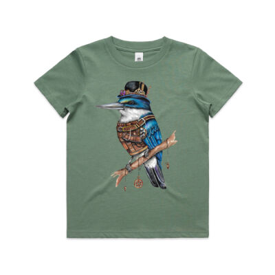 Steampunk Kingfisher - AS Colour Kids Youth T shirt Thumbnail