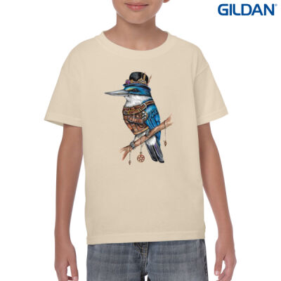 Steampunk Kingfisher - Gildan Youth Heavy Cotton T-Shirt Thumbnail