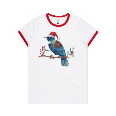 Christmas Tui Bird - AS Colour Womens Ringer Tee Thumbnail