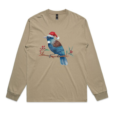 Christmas Tui Bird - AS Colour Mens Heavy Faded Long Sleeved Tee Thumbnail